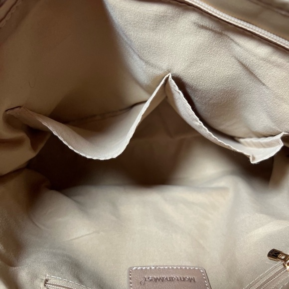 Montana West Metallic Gold Quilted Tote 10”x 14”x 5” Zipper Closure - Picture 5 of 10